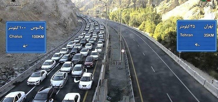 ترافیک سنگین در جاده چالوس و آزادراه تهران - شمال