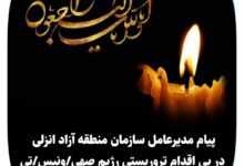 Photo of پیام مدیرعامل سازمان منطقه آزاد انزلی در پی اقدام تروریستی رژیم صهیونیستی: